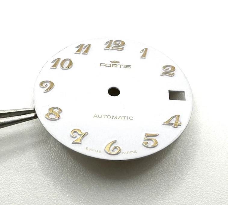 Usado Genuíno 25,5mm Mostrador Branco Para Relógio Automático FORTIS 574.20.46 - Imagem 3 de 4