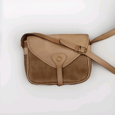 Vintage Santa Marinella Leather Crossbody Purse Flap Bag Tan Toupe Snap B73
