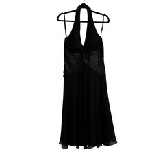 Vintage SL Fashions Dress Y2K Halter V Neck Babydoll Satin Chiffon  8