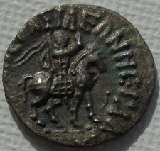 Antike Indogriechische, Silberdrachme, Pferd & Reiter, 16 mm 1,76 g, um 100 v. Chr.