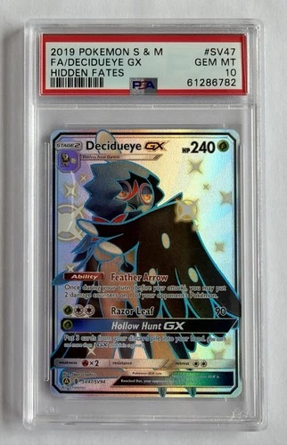PSA 10 Decidueye GX SV47/SV94 Pokemon Hidden Fates Holo Graded Card