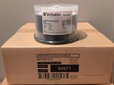 Box of 200 Verbatim 94971 DVD-R 4.7 GB 8x White inkjet Printable NEW SEALED