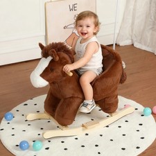 Kids Ride-on Rocking Horse with Music and Safety Belt for Ages 1-3