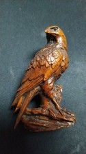 3.2 inch Vintage Antique Wood Carving Boxwood Wooden Sculpture Statue Eagle