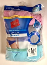 Hanes Cool Comfort Soft Cotton Bikinis 5 pack Package Slightly Open