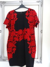 Simply Be ladies Black & red embroidered dress size 20