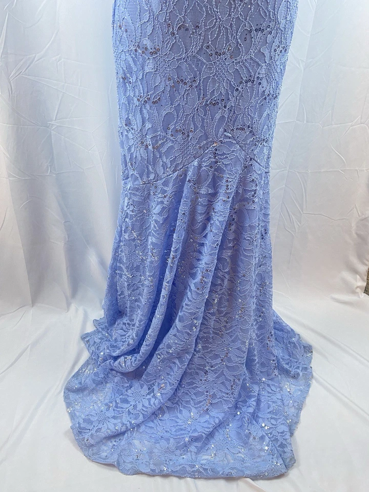 Nuevo Vestido B Darlin Coneflower Azul Plateado Lentejuelas Largo Tirantes Juniors Talla 11/12 Foto 2 de 4