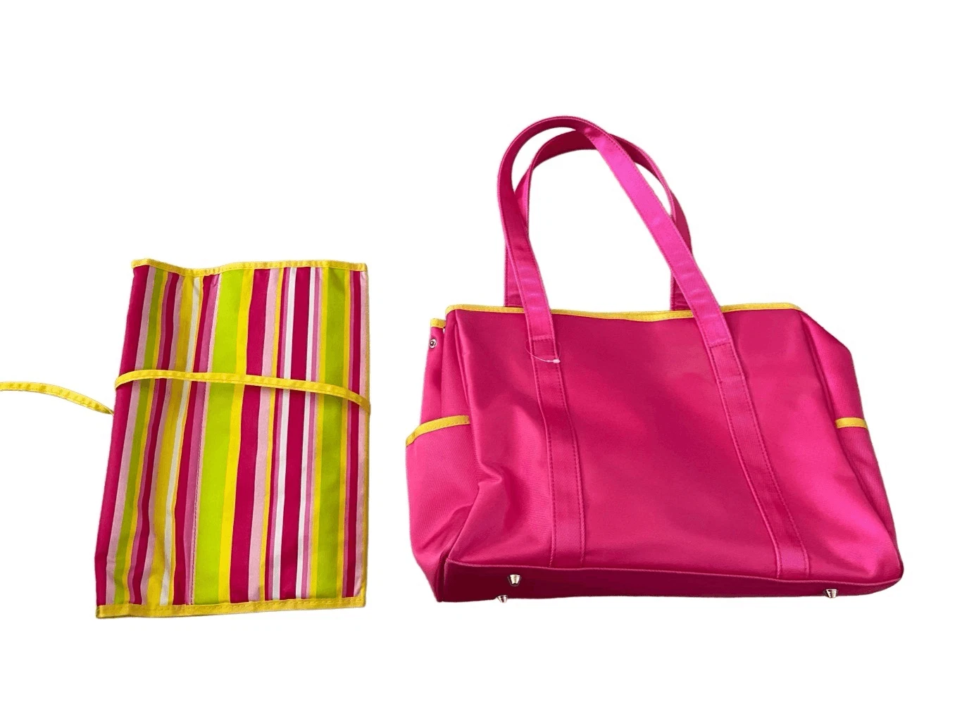Liz Lange Maternity Neon Striped Bag Baby Tote Changing Mat