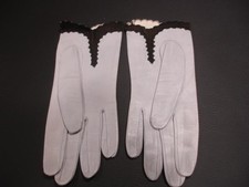 Women's 7 1/4 Hermes Made in France Gray Kid Glove Leather Gloves Neusteters Vtg