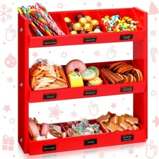 Christmas Hot Cocoa Bar Wood Storage Box with 9 Compartment 3 Tier Hot Chocol...