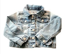 Girls Size 2 Carter s Denim Jean Jacket Classic Pink Heart Snap Buttons Rare