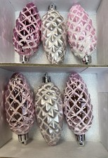 6 schöne Weihnachtszapfen Rosatöne 7cm Christbaumschmuck      (14)