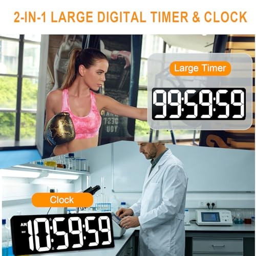 17.2" Countdown Timer & Large Digital Wall Clock, 5.6" Jumbo LED Digits ...