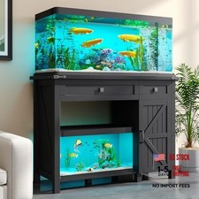 40 Gallon Fish Tank Stand with Power Outlets, Farmhouse 30-40GL Black