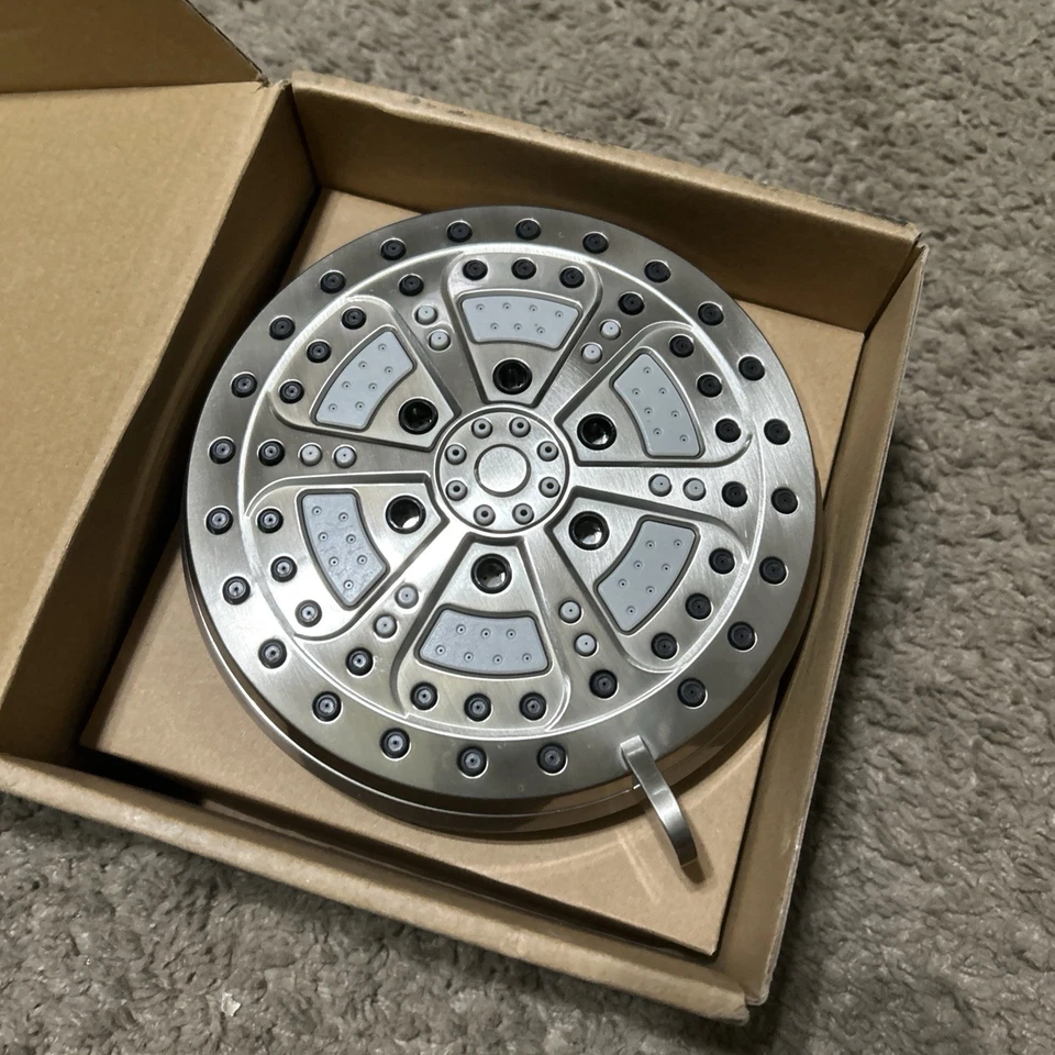 582700-SN Mills moderno cabezal de ducha de 7 pulgadas y 6 funciones con ducha de goteo ecológico Foto 3 de 4