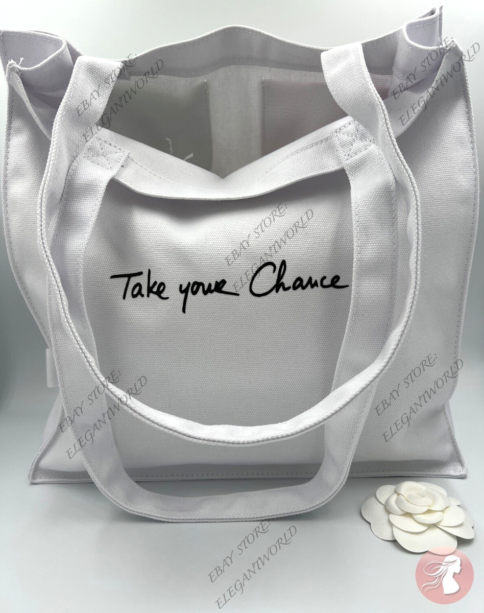 New CHANEL Chance w/ 5 Pockets Tote Bag Canvas White Novelty GWP