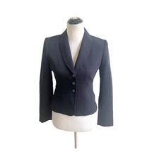 Tahari Asl Women Black Solid 100% Polyester Single Breasted Blazer Size 2petite