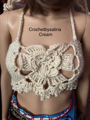 halter top Bandeau Style CreamCrochet Beach Boho Hippie 29 Crochetbysalina