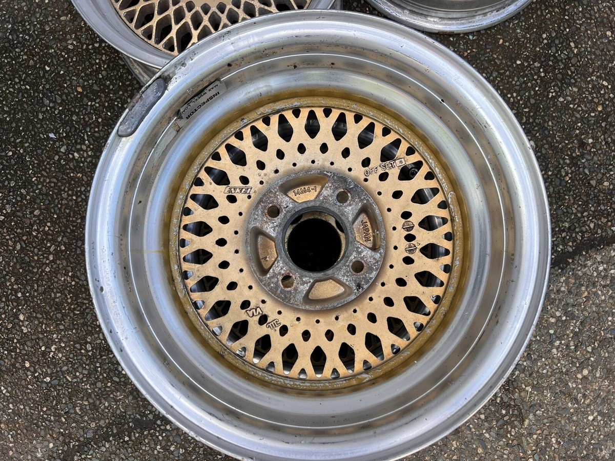 14x6 MESH GOLD WHEELS RIMS VINTAGE ENKEI RACING CLASSIC POLISHED