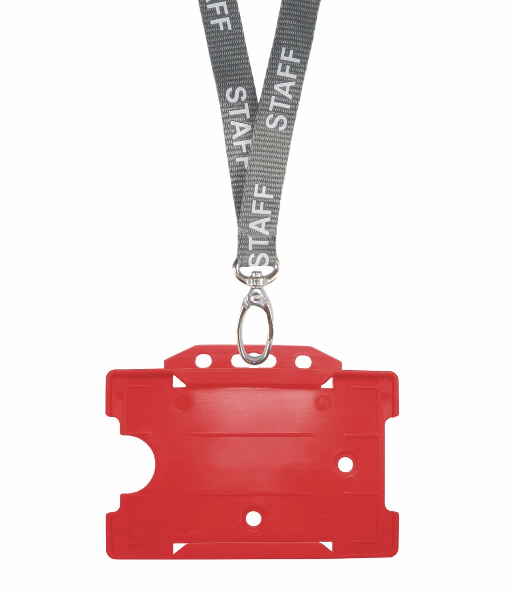 Red STAFF Printed Neck Lanyards With Metal Clip