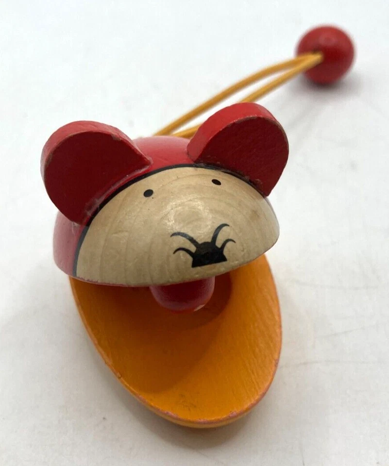 GOKI Ratón Madera Castañuela Rojo Hecho en Alemania Juguete Foto 3 de 4