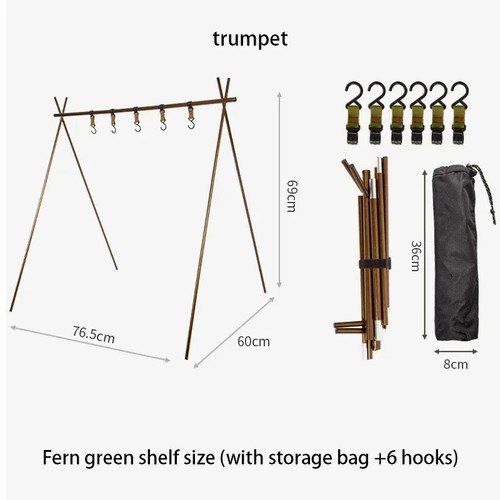 Estante colgante para camping al aire libre trípode plegable con gancho utensilios de cocina sartén nuevo - Imagen 9 de 21