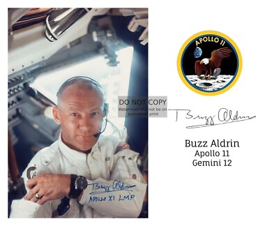 BUZZ ALDRIN 2ND MAN ON THE MOON APOLLO 11 MISSION PATCH 8X10 PHOTO