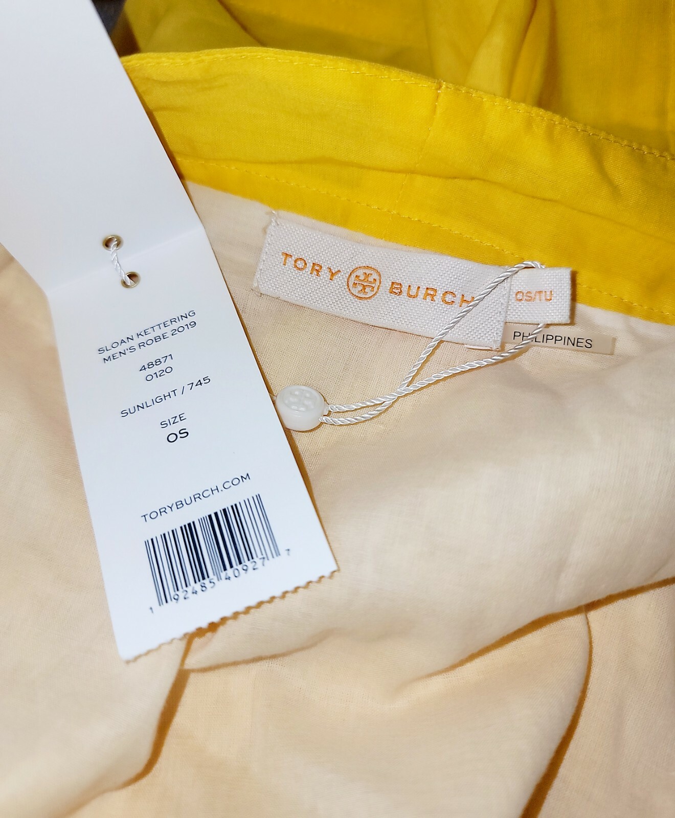 Tory Burch Yellow Cotton Men's Robe NWT Size S image 5