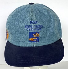 Vtg 90s Visa Triple Crown Challenge Strapback Hat Derby Racing Jockey One Size