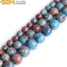 Faceted Round Gemstone Blue Crazy Lace Agate Beads For Jewellery Making 15"