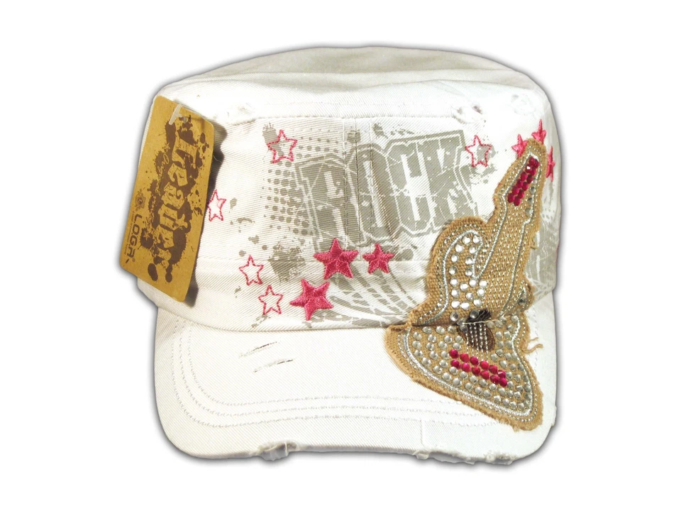 Рок-гитара на белой кадетской крышке с винтажным состаренным козырьком - Изображение 2 из 4