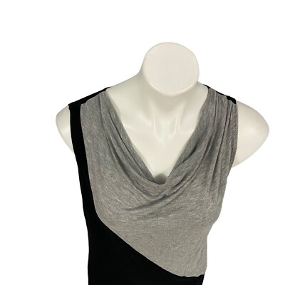 トップス S loop drape tops grey Vintage Suzie Top Womens Large Drape Shirt Gray Black Work