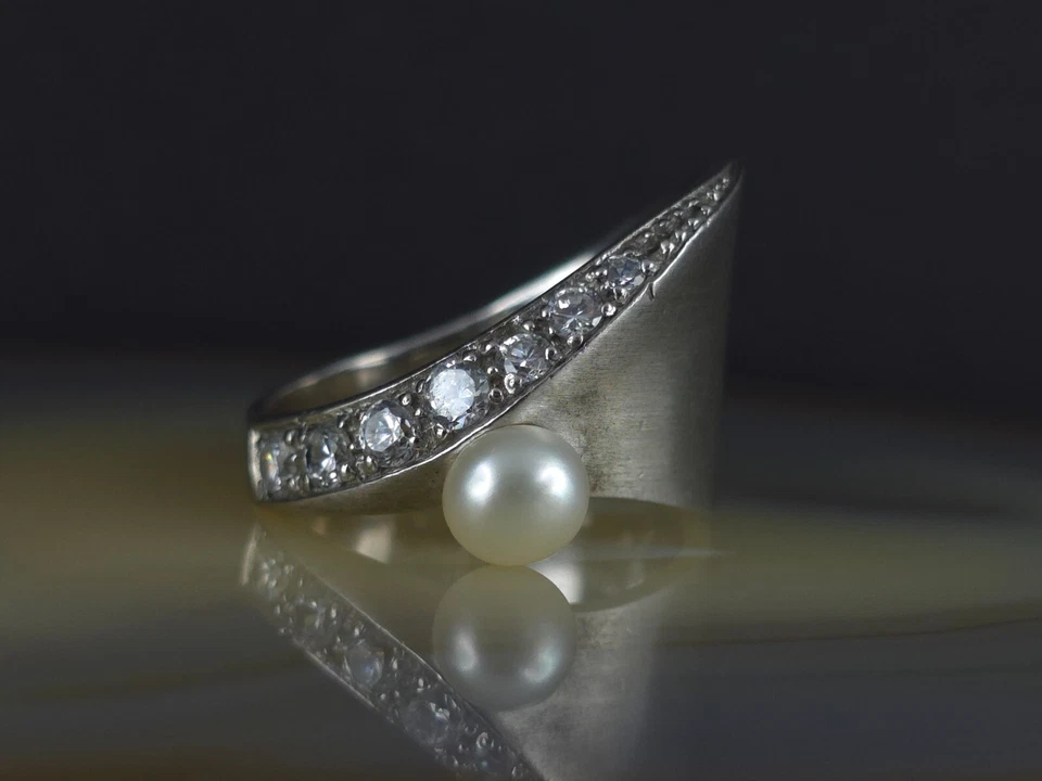 Ring Silber 925 Perle weiß Zirkonia 19,8 mm XL Design - umwerfend silver - Bild 3 von 4