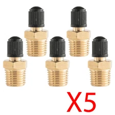 5 pcs Schrader Tire Valve 1/4" Male NPT Brass Body Plastic Cap HVAC AIR