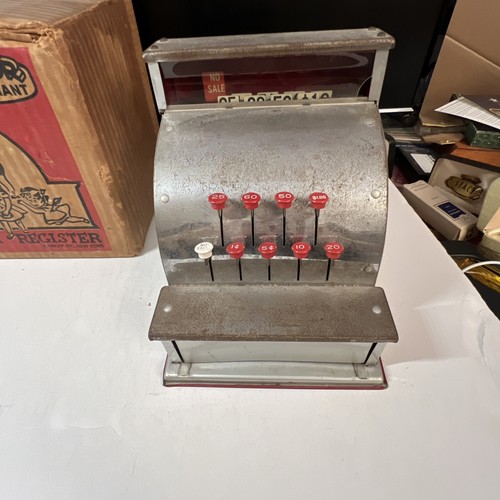 Vintage Junior Merchant Child’s Metal Cash Register by Kamkap with original box - Picture 3 of 13