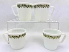 4 Vintage Pyrex Crazy Daisy Spring Blossom D-Handle Coffee Mugs Milk Glass Cups