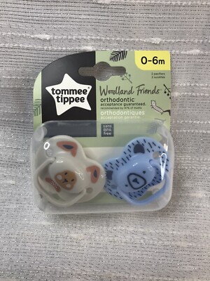 NEW Tommee Tippee Woodland Friends Orthodontic Pacifier 0-6M Blue Brown Bear