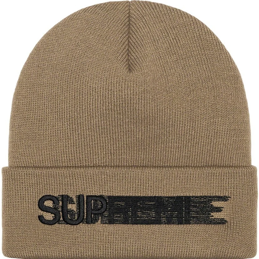 Supreme Motion Logo Beanie Taupe à la main