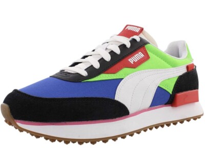 New Puma Future Rider Play On Sneaker Sz 6 Women Retro Green Blue Black Casual