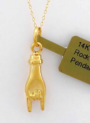 LET'S ROCK PENDANT 14K YELLOW GOLD - New With Tag - FREE CHAIN