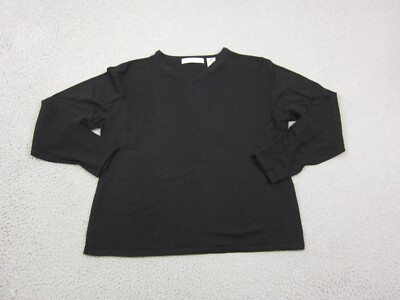Vintage Pursuits Ltd 100% Wool Sweater Womens Large Black V-Neck Knit Ladies