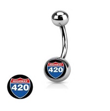 14G HIGHWAY 420 POT HIGH BELLY BUTTON NAVEL RING PIERCING SURGICAL STEEL Jewelry
