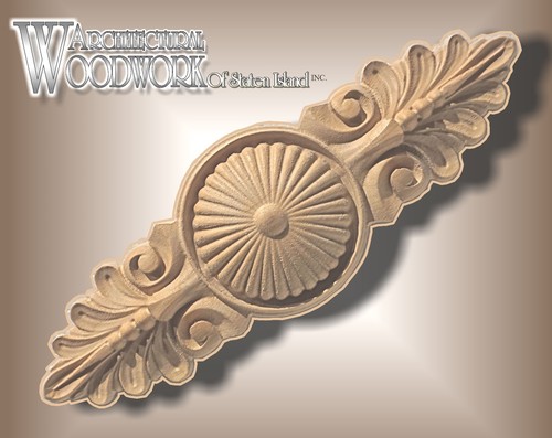 Furniture rosette aplique 8-5/8" x 2-3/4" x 3/4" Poplar, Mahogany, Cherry - Picture 6 of 7