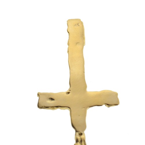 14k or Jaune Lien Chaîne Avec Grand Crucifix Collier - Picture 10 of 10