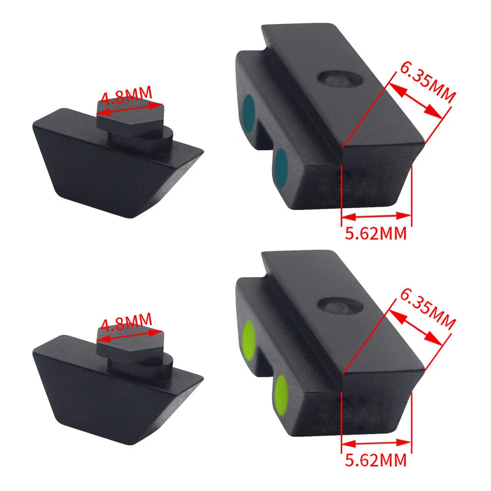 Juego de 2 miras nocturnas Glock verdes y azules para 17 19 22 23 24 26 27 33 34 35 38 39 45 Foto 4 de 4