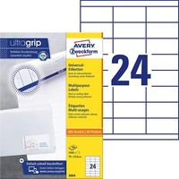 Avery Zweckform 3664 Adressaufkleber (2.400 Klebeetiketten, 70X33,8Mm Auf A4, Pa