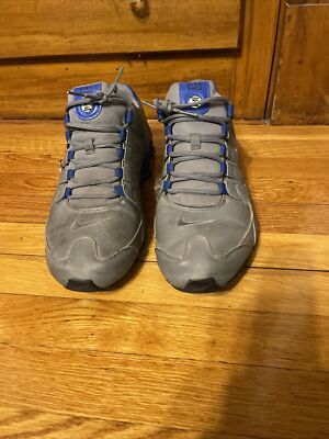 Nike Shox NZ Leather Grey Blue Running Shoes 378341-014 Men's Size