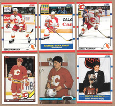 Sergei Makarov 6 fun cards 1990-91 Score, 1991-92 Topps & Stadium Club