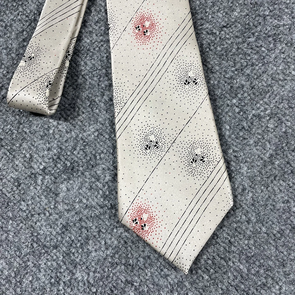 Corbata de seda Pierre Cardin vintage años 50 60 ¡NUEVA COMO NUEVA! Raya floral atómica MCM Foto 2 de 4