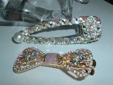 Pair Hollywood Bling Rhinestone Hair Clips in Gift Box